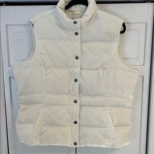Lands End Ivory Quilted Down Vest Womens Size XL